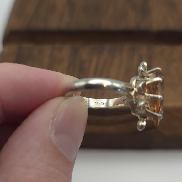 Size 6.5 Sterling Silver Unique Setting Cubic Zirconia Gem Ring A1004 - Picture 6 of 9